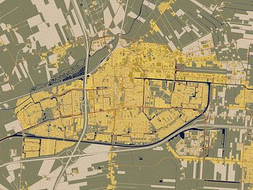 Kaart van Hoogeveen in de stijl van Gustav Klimt van Maporia