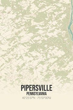 Vintage landkaart van Pipersville (Pennsylvania), USA. van MijnStadsPoster