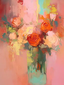Moderne Bloem van Abstract Schilderij