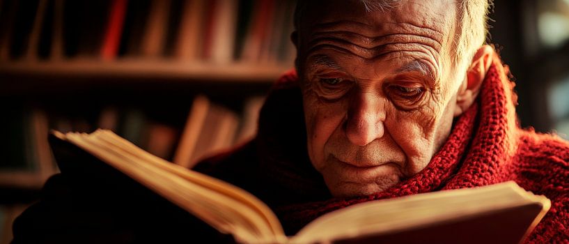 Old man reads in a cosy atmosphere by Poster Art Shop