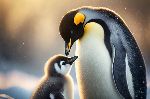 Kaiserpinguin mit Kücken