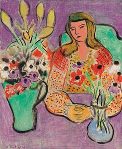 Henri Matisse - Mädchen mit Anemonen vor violettem Hintergrund