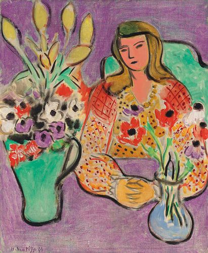 Henri Matisse - Girl with anemones against a violet background