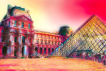 Louvre & Glazen Piramide - Decoratieve Grafiek van Matthias Edition