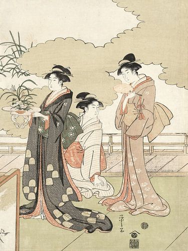 Vintage Japanse courtisanes  - Vintage Japanse kunst - Japanse vrouwen in kimono's -