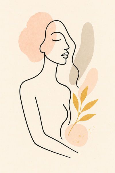Paix intérieure portrait minimaliste dans les tons pastel par Dutch Art Works