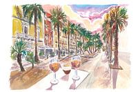 Bari Puglia Palmen en Dranken op Corso Vittorio Emanuele II