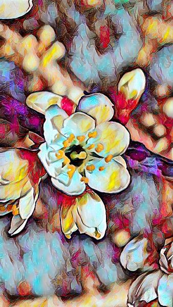Peinture à l'huile sur les fleurs de cerisier par Patricia Piotrak