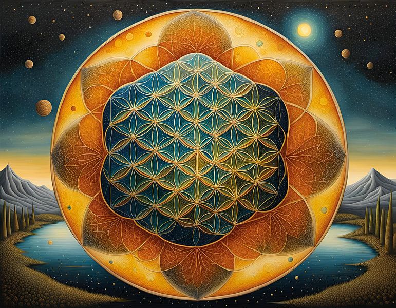 Blume des Lebens surreale Landschaft von Betty Maria Digital Art