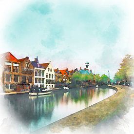 Vue sur le Kleindiep, à Dokkum, en Frise. sur Danny de Klerk