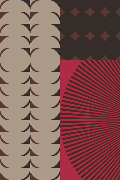 Retro kunst uit de jaren 70. Abstract geometrisch patroon nr. 12 van Dina Dankers