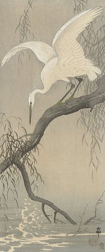 Héron blanc sur une branche d'arbre de Ohara Koson