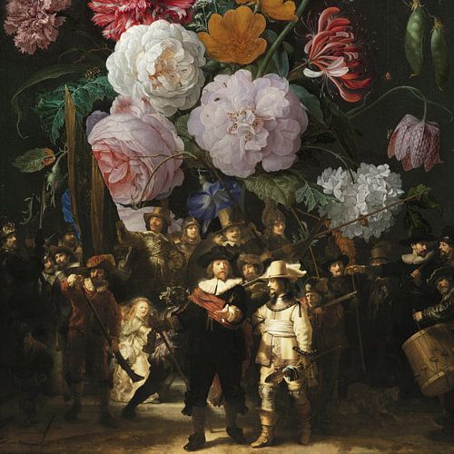 Nachtwache x Stilleben mit Blumen von Masters Revisited