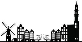 tekening van de skyline van amsterdam