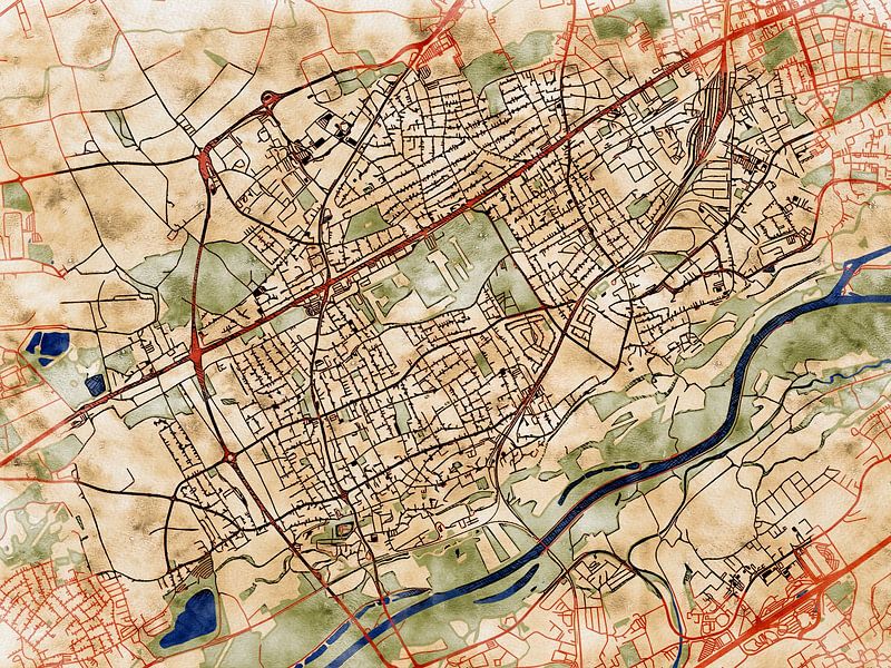 Map of Traun with the style 'Serene Summer' by Maporia