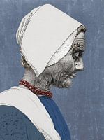 Getekend portret van een Zeeuwse vrouw in klederdracht