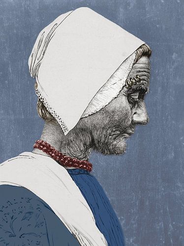 Signiertes Porträt einer seeländischen Frau in Tracht