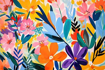 Bouquet de fleurs coloré abstrait sur Caroline Guerain
