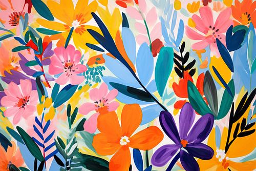 Colourful bunch of flowers abstract by Caroline Guerain