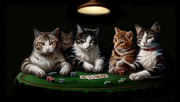 Pokerende katten portret panorama van TheXclusive Art