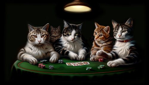 Pokerende katten portret panorama