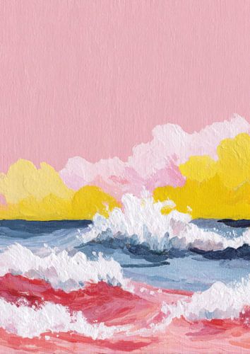 Olieverfschilderij Golven op het strand