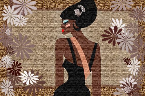 Bruine dame met bloemen natuurlijk portret