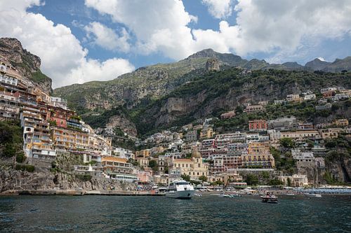 View of Positano on the Amalfi coast in Italy