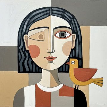 Vrouw met vogel van Ingrid van der Meer