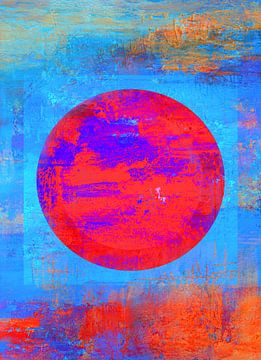 Droom - Cirkel Blauw Rood van Claudia Gründler