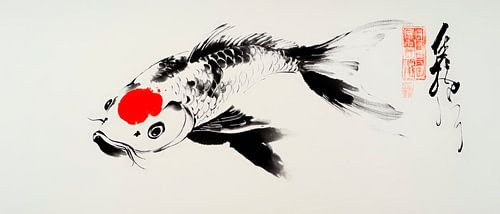 Koi-Fisch in Tuschezeichnung – Elegant und Schlicht