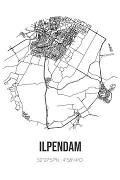 Ilpendam (Noord-Holland) | Landkaart | Zwart-wit van MijnStadsPoster