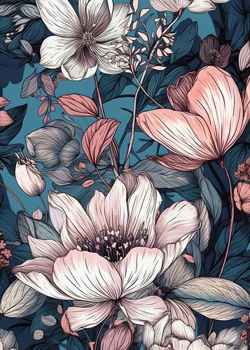 Bloemen en bladeren natuur kunst