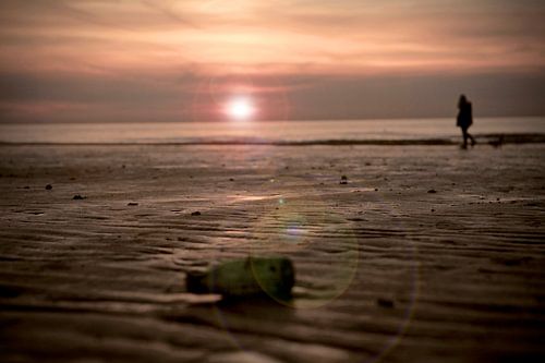 Zonsondergang strand Westende Belgie