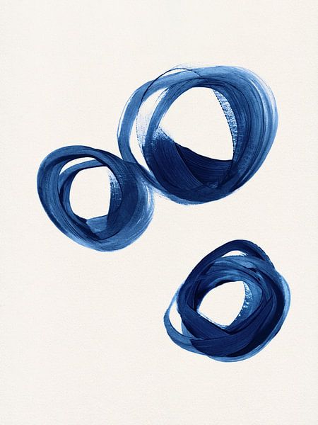 Strokes 8B | 3 Indigo Enso Circles by Menega Sabidussi