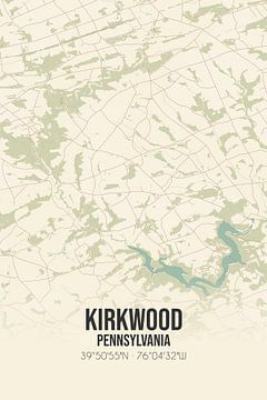 Vintage landkaart van Kirkwood (Pennsylvania), USA. van Rezona