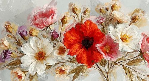 Een zacht bloemen bouquet landelijke stijl.