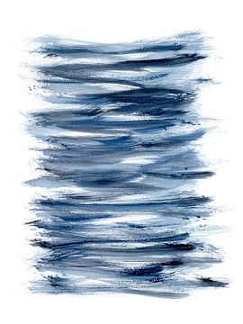 Gewoon Indigo 2 | Minimalistisch Aquarel van Menega Sabidussi