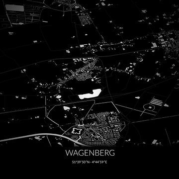 Schwarz-weiße Karte von Wagenberg, Nordbrabant. von Rezona