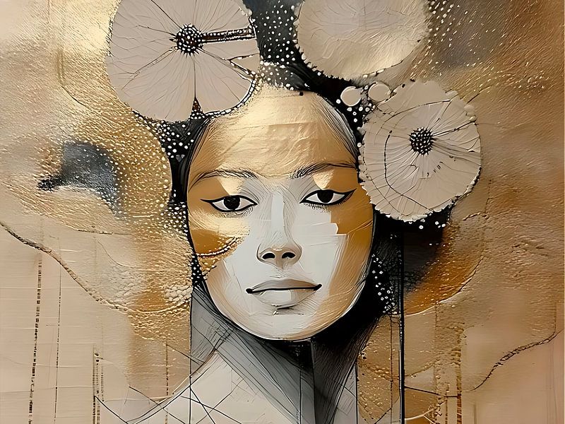 Abstract-Woman-gold - 2 by Studio Pieternel