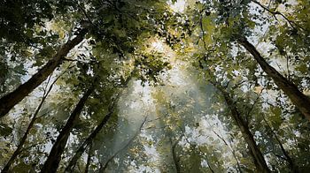Regarder vers le haut | La lumière à travers la cime des arbres | Vert et blanc