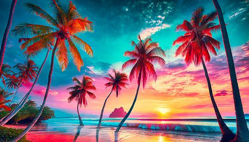 Strand met palmbomen