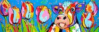 Das Kalb und die Tulpen | Panorama von Vrolijk Schilderij Miniaturansicht