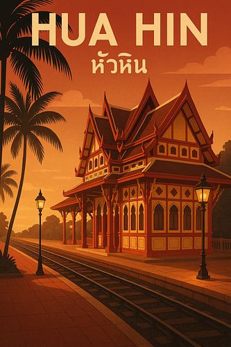 Hua Hin Heritage Station - Zonsondergang Architectuur & Thaise Culturele Bezienswaardigheid Kunst