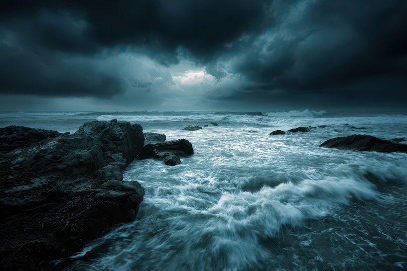 waves on the coast during the storm by Egon Zitter