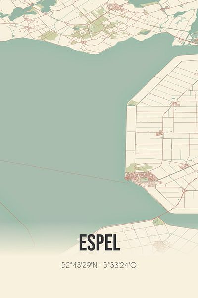 Vintage map of Espel (Flevoland) by Prints of Place