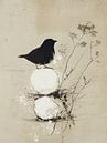 Stillleben mit Vogel, Japandi-Stil von Japandi Art Studio Miniaturansicht