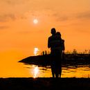 Zonsondergang bij de haven van Laaxum in Friesland van Harrie Muis thumbnail