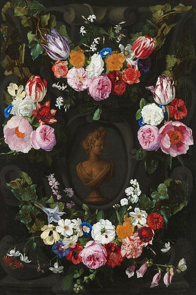 Festoen van bloemen om een buste van Flora - Jan Philip van Thielen van Marieke de Koning