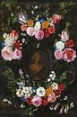Festoen van bloemen om een buste van Flora - Jan Philip van Thielen van Marieke de Koning thumbnail